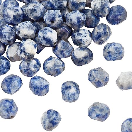 OLYCRAFT 72PCS Natural Blue Spot Beads 9~10mm Energy Beads, Faceted Loose Gemstone Beads for Bracelet Necklace Jewelry Making