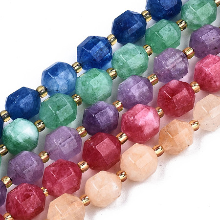 Arricraft Natural Dolomite Beads Strands, Faceted, Dyed, Round, Mixed Color, 10.5x9.5mm, Hole: 1.2mm, about 37pcs/strand, 15.04 inch~15.35 inch(38.2cm~39cm)