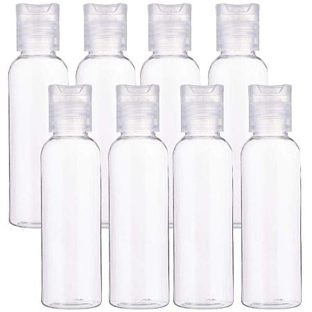 BENECREAT 20 Pack 2oz PET Plastic Bottles Clear Refillable Bottles with Press Disc Flip Cap for Shampoo, Lotions, Creams