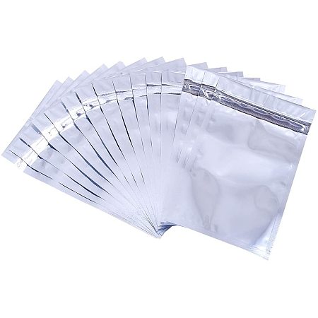 BENECREAT 100 Packs 7 x 4 Resealable Clear Silver Mylar Bags 2.5 Mil Aluminium Foil Zip Lock Bags for Candy Coffee Food Storage