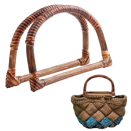 SUPERFINDINGS 2Pc D-shaped Wood Bag Handle Purses Handles Replacement Rattan Woven Wood Bag Handles Coconut Brown Wooden Handbag Replacements 11.5x18.5cm for Handcrafted Handbag DIY Accessories