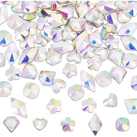 CHGCRAFT 100Pcs Crystal Gems AB Acrylic Flatback Sew On Diamante Rhinestones with Mixed Shapes for DIY Crafts Handicrafts Clothes Bag Shoes Decorations