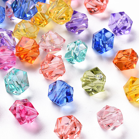 ARRICRAFT Transparent Acrylic Beads, Faceted, Polygon, Mixed Color, 8x10x9mm, Hole: 1.6mm, about 1300pcs/500g