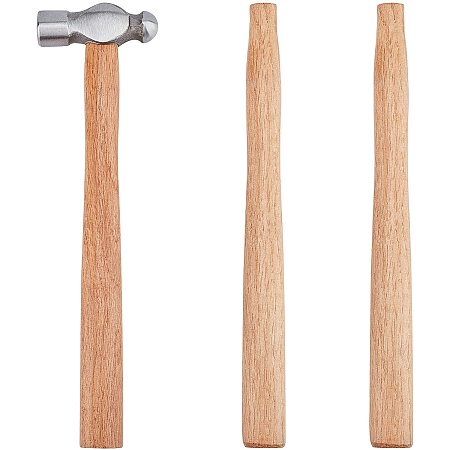 Pandahall Elite 1pc Ball Peen Hammer with Two Spare Wooden Handles 8oz Carbon Steel Hammer Metalworking Hammer Dual-Sided Metal Hammer for Household Workshop Metal Forming Repairing Stamping, 28cm/11