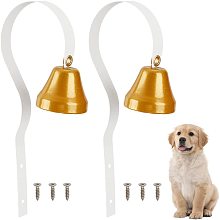 OLYCRAFT 2 Set Shopkeepers Bell Antique Doorbell Wall Mounted Metal Shopkeepers Doorbell Dog Training Bell for Door Opening Pet Training Bell 1.6 Inch Bell Diameter White Hanger