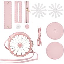 WADORN DIY Purse Sewing Kit, DIY Crafts Lovely Shoulder Bag Sewing Materials Cute Flower Sewing Pattern Sewing Round Bag Kit for Handmade Purse Making Accessories Birthday Gift, Pink