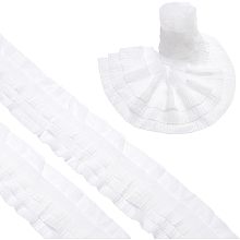 BENECREAT 2 Yards 3-Layer Tiered Ruffle Pleated Chiffon Lace Fabric, 4.7 inch Wide White Chiffon Trim Ribbon for Wedding Decorations, Clothing Sewing Craft DIY