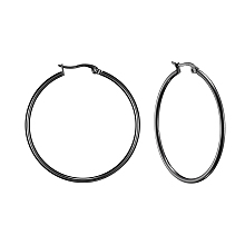 Honeyhandy 304 Stainless Steel Big Hoop Earrings, Hypoallergenic Earrings, Ring Shape, Gunmetal, 12 Gauge, 44~46x2mm, Pin: 0.7~1.3x0.68mm