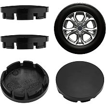 BENECREAT 4PCS 2.2Inch Wheel Center Caps, Black Car Exterior Accessories Replacement Wheel Hub Cap Protector for Truck Trailer Wheels Rim (Outer 2.2", Inner 2"), JD 5JA601 151A>PA-GF 30<5XL