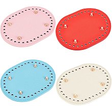 PandaHall Elite 4pcs PU Leather Bag Bottom Base Crochet Bag Bottom Oval Base Shaper Bags Cushion Pad with Holes Nails for Knitting Leather Bag Handbags Shoulder Bags DIY Accessories, 11.1x14.5cm