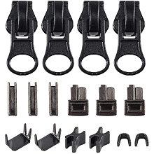 PH PandaHall #5 Zipper Repair Kit - 6 Sets Zipper Latch Slider Retainer, 12 Sets Top Stopper Bottom Stopper and 12pcs Resin Zipper Puller for Zipper Repair Zipper Repair Kit