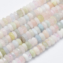 Honeyhandy Natural Morganite Beads Strands, Faceted, Rondelle, 6~6.5x3~4mm, Hole: 1mm, about 122pcs/strand, 15.5 inch