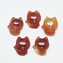 Honeyhandy Natural Carnelian/Red Agate Pendants, Fox, 22.5~23x19~20x8.5~9.5mm, Hole: 1mm