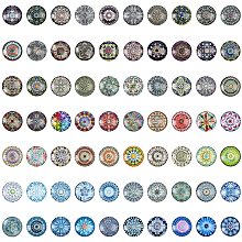 Arricraft 70 Pcs 25mm Printed Glass Cabochons, Flatback Dome Cabochons, Mosaic Tile for Photo Pendant Making Jewelry, Cathedral Glass Color