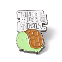 Honeyhandy Word This Ting Turtle He Judges You Immensely Enamel Pin, Tortoise Alloy Badge for Backpack Clothes, Gunmetal, Colorful, 32x21.5x1.5mm, Pin: 1mm