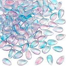 OLYCRAFT 100pcs Teardrop Lampwork Beads Glass Beads with Glitter Powder 7.5x14mm Starry Sky Color Teardrop Glass Beads Handmade Lampwork Beads Teardrop Beads for DIY Crafts Bracelet Necklace Making