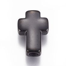 Honeyhandy Ion Plating(IP) 304 Stainless Steel Beads, Cross, Gunmetal, 14x10x4mm, Hole: 2.5mm