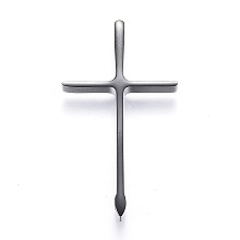 Honeyhandy 304 Stainless Steel Pendants, Cross, Gunmetal, 30x17x3mm, Hole: 2.5x2mm