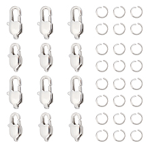 UNICRAFTALE 16 Pcs 2 Size Ion Plating 304 Stainless Steel Lobster Claw Clasp with 20Pcs Open Jump Ring Long Closures Clasp Bracelet Connector Clasp Metal Clasp for DIY Jewellery Making