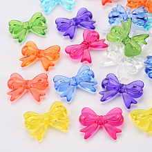 Honeyhandy Transparent Acrylic Beads, Bowknot, Mixed Color, 23x29.5x6mm, Hole: 1.6mm, about 293pcs/500g