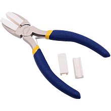 BENECREAT High Carbon Steel Flat Nose Pliers, Nylon Jaw Pliers, Blue