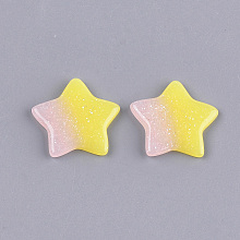 Honeyhandy Resin Cabochons, with Glitter Powder, Star, Yellow, 18x19x2.5mm