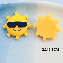 Honeyhandy Opaque Resin Cabochons, for Hair Accessories, Sun with Glasses, Yellow, 21mm