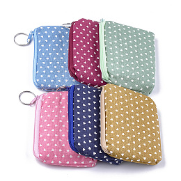 Honeyhandy Cloth Clutch Bags, Change Purse, with Iron Ring, Heart Pattern, Mixed Color, 120~122x88~92x12~13mm