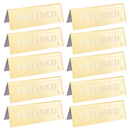 OLYCRAFT 10 Pcs Reserved Table Signs 6x2x1.8 inch Acrylic Table Top Reserved Sign Reservation Seat Signs Double-Sided Reserved Seat Signs for Wedding Birthday Party Restaurants Meeting - Golden