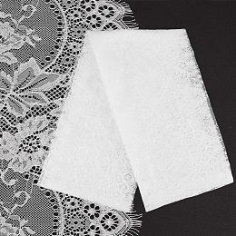 GORGECRAFT White Rectangle Embroidered Lace Tulle Eyelash Lace Fabric Soft Floral Mesh Allover Double Boarder Trim Ribbon Tablecloth Table Cover Overlay for DIY Wedding Tabletop Decor 29.5x118 Inch