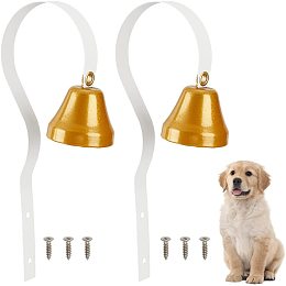 OLYCRAFT 2 Set Shopkeepers Bell Antique Doorbell Wall Mounted Metal Shopkeepers Doorbell Dog Training Bell for Door Opening Pet Training Bell 1.6 Inch Bell Diameter White Hanger