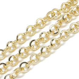 Honeyhandy Aluminum Rolo Chains, Belcher Chains, Unwelded, Flat Ring, Gold, 8x1.6mm