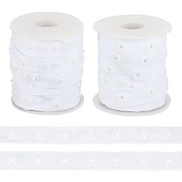 OLYCRAFT 10 Yards Sewing Snap Button Tape Trim 19mm Wide Press Square Button Tape White Polyester Button Tape Sewing Fastener Plastic Press Stud Ribbon Trim for Sewing Crafts Clothing Accessories