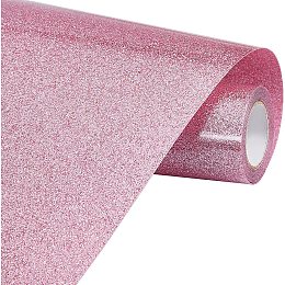 BENECREAT 6.5Ftx12" Glitter Heat Transfer Vinyl Roll Iron on Vinyl Roll for DIY Clothing T-shirt Bag Making and Decoration, Pink