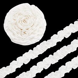 FINGERINSPIRE 5Yards Double Ruffle Ribbon Trim 3.1inch Wide Ivory White Pleated Chiffon Trim Vintage Ruffle Lace Trim Polyester Ruffled Trimming for DIY Crafts Doll Dress Clothes Cuffs Headband Decor