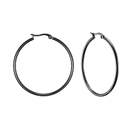 Honeyhandy 304 Stainless Steel Big Hoop Earrings, Hypoallergenic Earrings, Ring Shape, Gunmetal, 12 Gauge, 44~46x2mm, Pin: 0.7~1.3x0.68mm