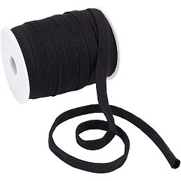 BENECREAT 25m/27.34Yards Black Flat Replacement Cotton Cords, 15mm Wide Flat Drawstring Cord Rope with Plastic Empty Spools for Garment Accessories