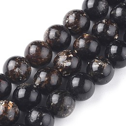 Honeyhandy Natural Biotite Beads Strands, Round, 10mm, Hole: 1mm, about 41pcs/Strand, 16.02'(40.7cm)