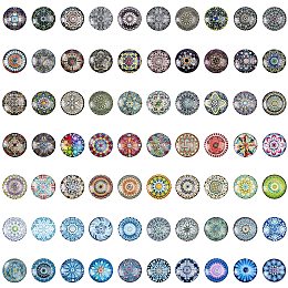 Arricraft 70 Pcs 25mm Printed Glass Cabochons, Flatback Dome Cabochons, Mosaic Tile for Photo Pendant Making Jewelry, Cathedral Glass Color