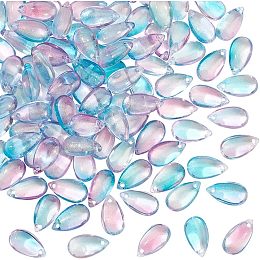 OLYCRAFT 100pcs Teardrop Lampwork Beads Glass Beads with Glitter Powder 7.5x14mm Starry Sky Color Teardrop Glass Beads Handmade Lampwork Beads Teardrop Beads for DIY Crafts Bracelet Necklace Making