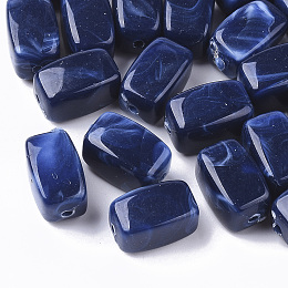 Honeyhandy Acrylic Beads, Imitation Gemstone Style, Cuboid, Prussian Blue, 13x7.5x7.5mm, Hole: 1.6mm, about 700pcs/500g.