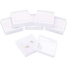 BENECREAT 6Pcs White Plastic Boxes with Sponge Inside Gift Boxes Clear Window Presentation for Jewelry Birthday（3.5"x3.5"x1"）