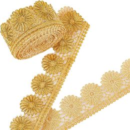 PandaHall Elite 5 Yards Flower Lace Trim, 2 Inch Yellow Vintage Lace Trim Sewing Lace Fabric Trim Crochet Lace Ribbon Crafting Lace for Wedding Applique Dress Bridal Curtain Slipcover DIY Crafts