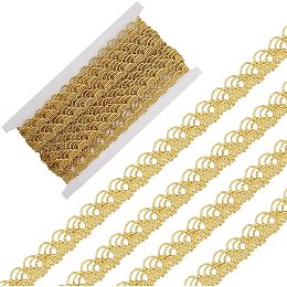 GORGECRAFT 5 Yards Gold Metallic Lace Trim 0.9 Inch Width Wavy Braid Gimp Ribbon Trim Decorated Curve Venice Edge Sewing Craft Lace Garment Accessory for Wedding Bridal Costume Clothing Decor Bouquet