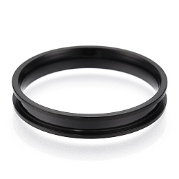 Honeyhandy 201 Stainless Steel Grooved Finger Ring Settings, Ring Core Blank, for Inlay Ring Jewelry Making, Electrophoresis Black, US Size 12 3/4(22mm)