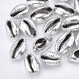 Honeyhandy Cowrie Shell Beads, with UV Plated, No Hole/Undrilled, WhiteSmoke, 13~16x8~11x5~6mm