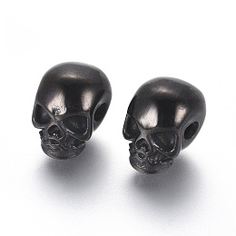 Honeyhandy 304 Stainless Steel Beads, Skull, Gunmetal, 11x8x10mm, Hole: 2.5mm