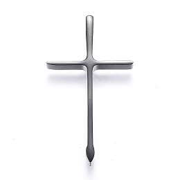 Honeyhandy 304 Stainless Steel Pendants, Cross, Gunmetal, 30x17x3mm, Hole: 2.5x2mm