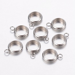 Honeyhandy 201 Stainless Steel Tube Bails, Loop Bails, Ring, Stainless Steel Color, 10x7x2.5mm, Hole: 2mm, 5mm Inner Diameter