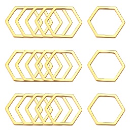 Honeyhandy 304 Stainless Steel Linking Ring, Hexagon, Golden, 13.5x12x0.8mm